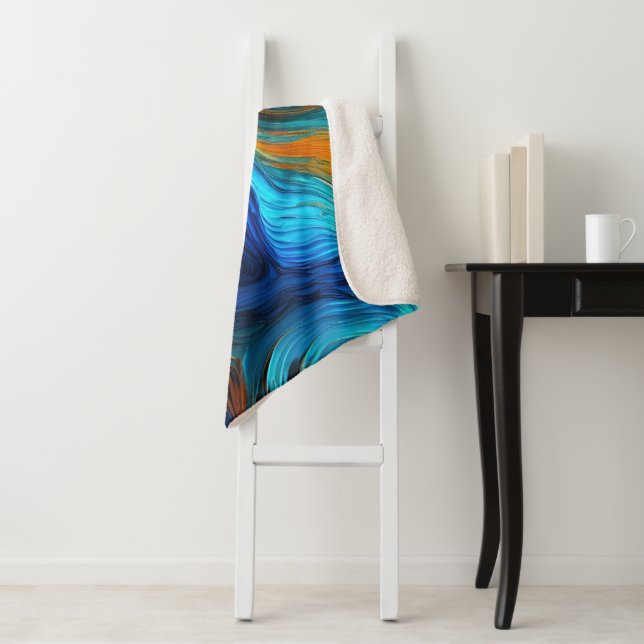 Ocean Lava "Tempestial"  Sherpa Blanket (In Situ)