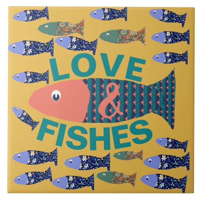 Ocean life, beach house, fish lover ceramic tile (Front)