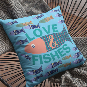 Ocean life, beach house, fish lover cushion