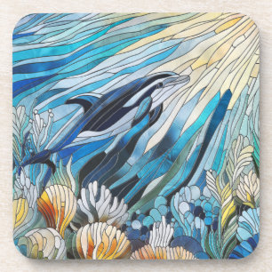 Ocean Life - Digital Art Mosaic Coaster