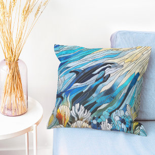 Ocean Life - Digital Art Mosaic Cushion