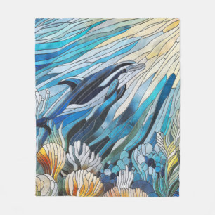 Ocean Life - Digital Art Mosaic Fleece Blanket