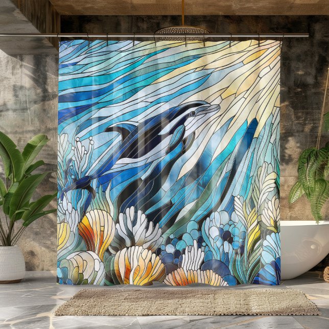 Ocean Life - Digital Art Mosaic Shower Curtain (Creator Uploaded)
