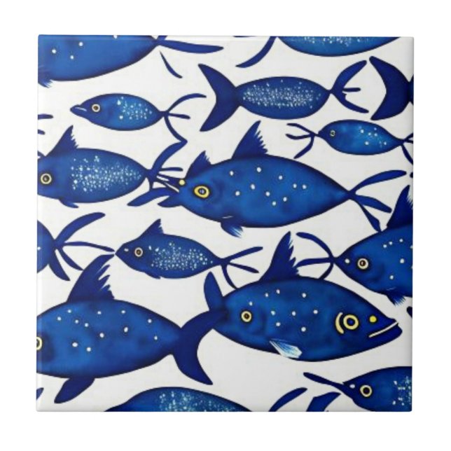 Ocean life fish ceramic tile (Front)