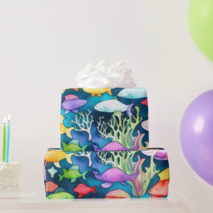 Ocean life fish corals summer vibes Wrapping Paper