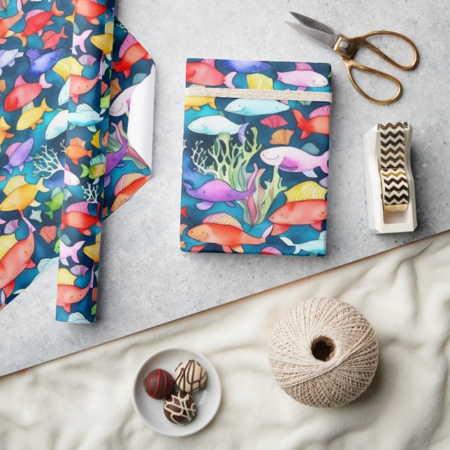 Ocean life fish corals summer vibes Wrapping Paper (Crafts)