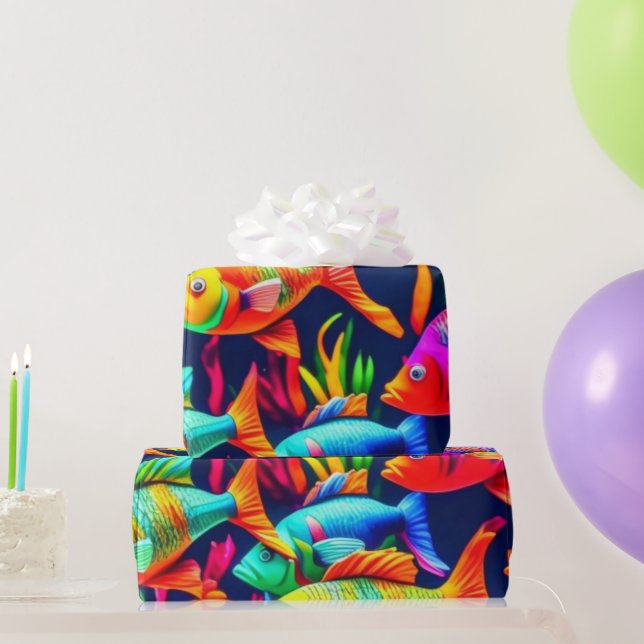 Ocean life fish corals summer vibes Wrapping Paper (Party Gifts)