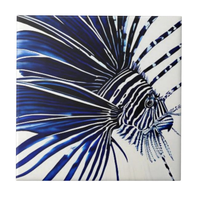 Ocean life lionfish ceramic tile (Front)