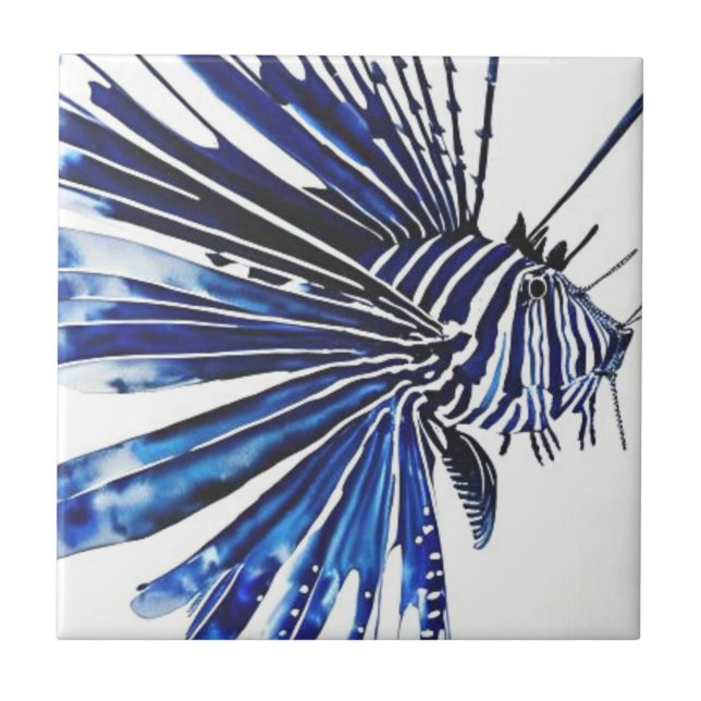 Ocean life lionfish ceramic tile (Front)