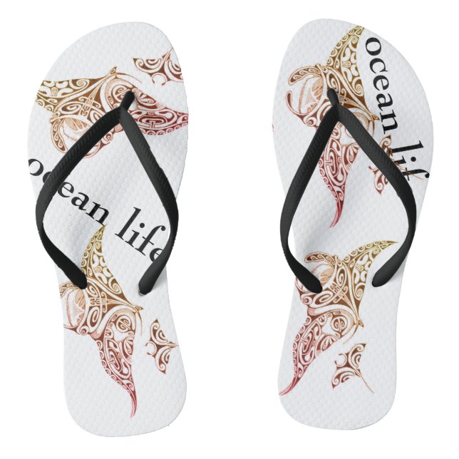 ocean life manta ray thongs (Footbed)