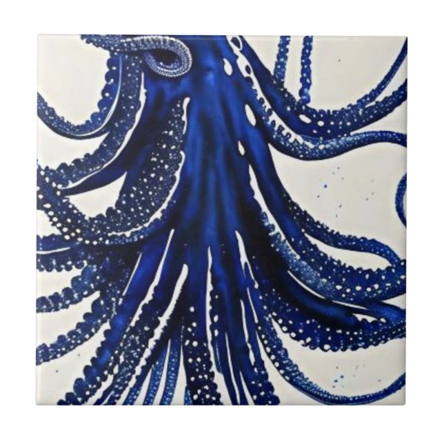 Ocean life octopus ceramic tile (Front)
