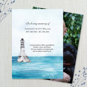 Ocean Lighthouse photo memorial card