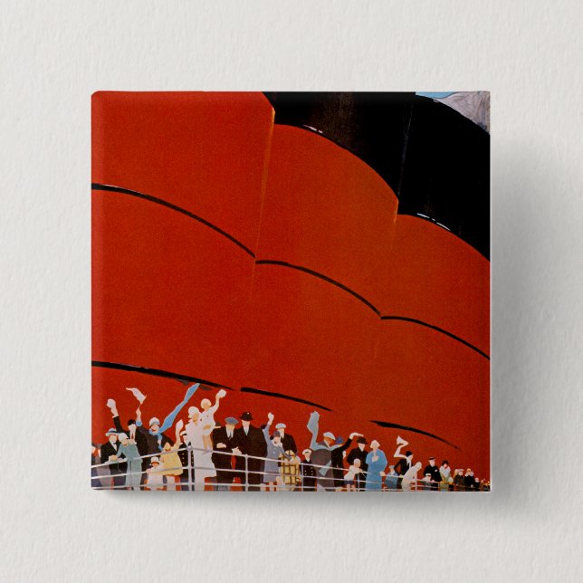 Ocean Liner Bon Voyage 15 Cm Square Badge (Front)