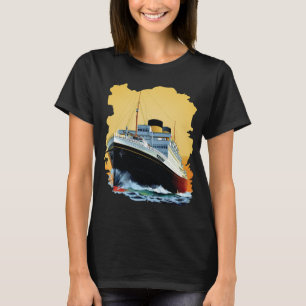 Ocean Liner Cruise Ship Blue Travel T-Shirt