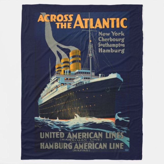 OCEAN LINER EUROPE AMERICA FLEECE BLANKET (Front)