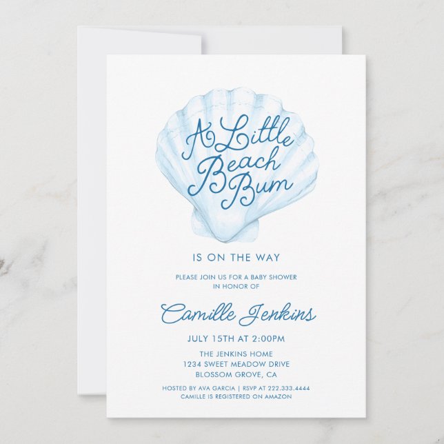Ocean Little Beach Bum Boy Baby Shower Invitation (Front)