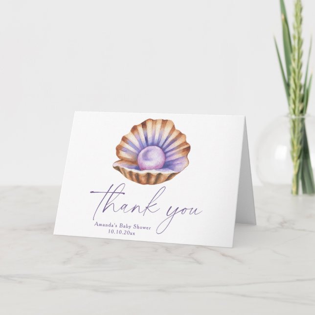 Ocean Little Pearl Baby Shower Thank you Card (Front)