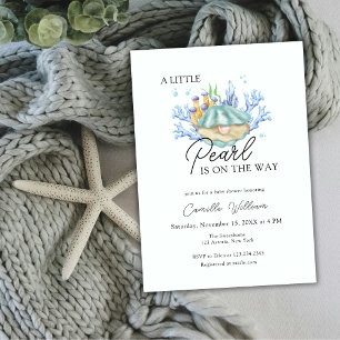 Ocean Little Pearl Under The Sea Baby Shower  Invitation