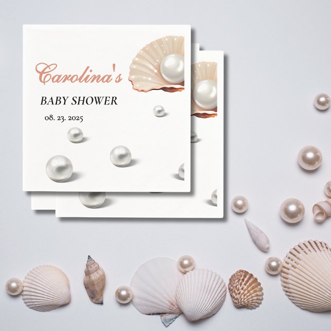 ocean little pearl under the sea baby shower napkin (Creator Uploaded)