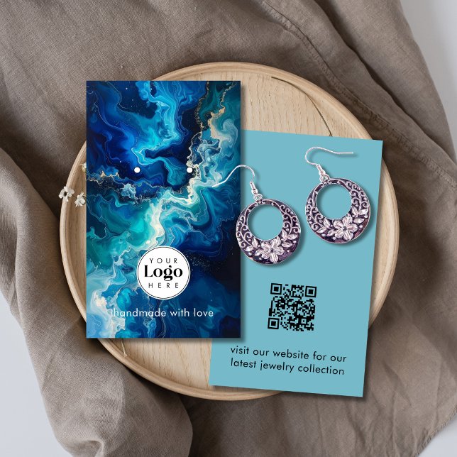 Ocean Logo QR Code Jewellery Earring Display Card (Creator Uploaded)