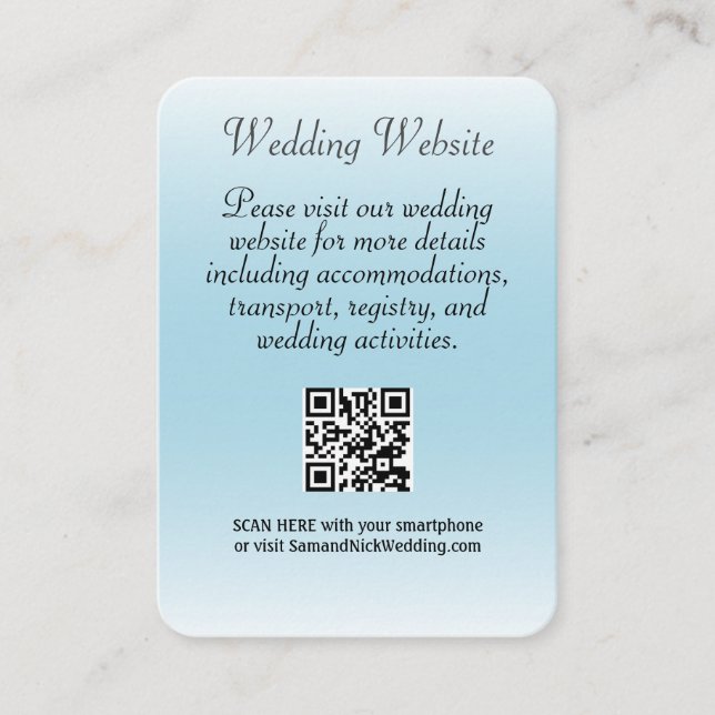Ocean Love Beach Wedding Blue Enclosure Card (Front)