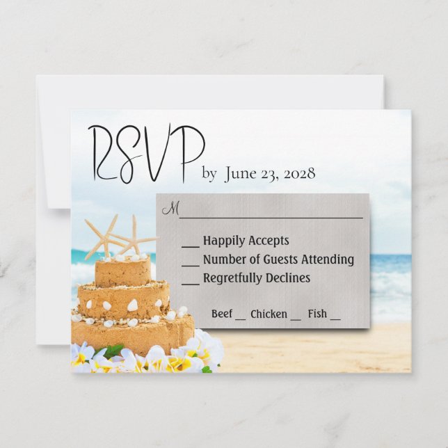 Ocean Love Beach Wedding  RSVP Card (Front)