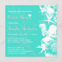 Ocean Love Teal Seashells Chic Bridal Shower