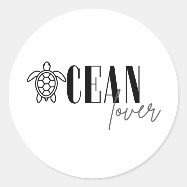 Ocean lover classic round sticker (Front)