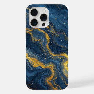 Ocean Luxe Marble Flow ✨ Blue & Gold Abstract  iPhone 15 Pro Max Case