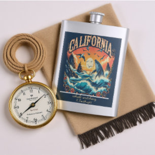 Ocean Majesty California Sunset Hip Flask