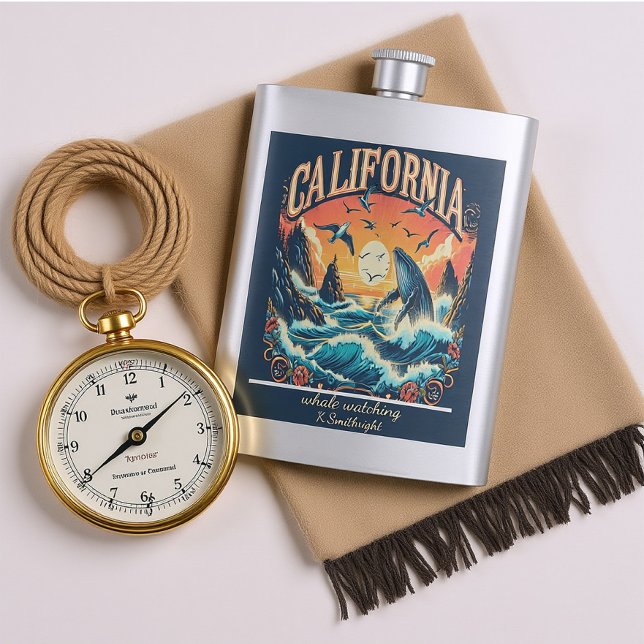 Ocean Majesty California Sunset Hip Flask (Creator Uploaded)