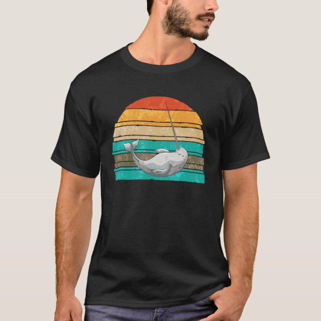 Ocean Mammal Whale  Retro Animal Narwhal 1 T-Shirt (Front)