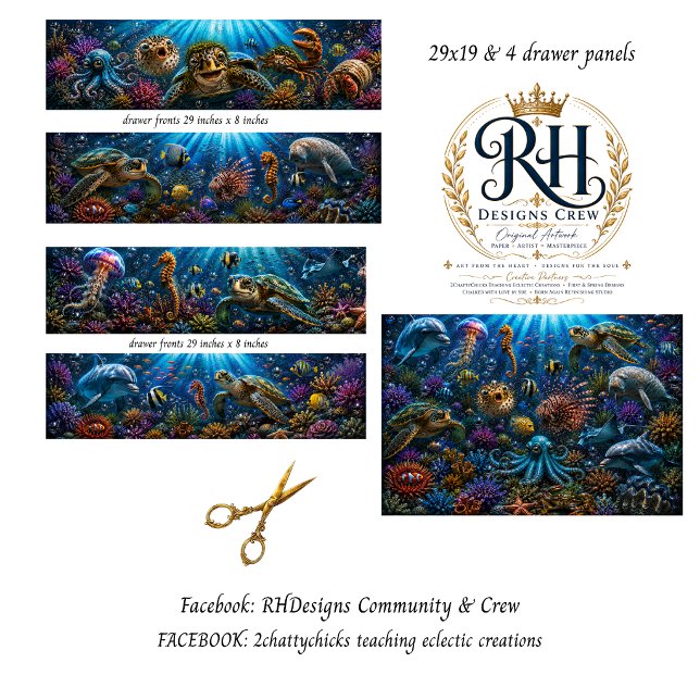 Ocean Mammals Drawer Panels Decoupage  Wrapping Paper Sheet (Creator Uploaded)