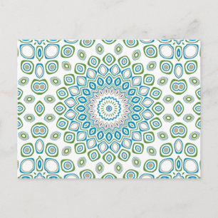 Ocean Mandala in Blue and Grey and White Postcard