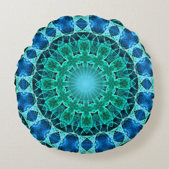 Ocean Mandala Round Cushion (Front)