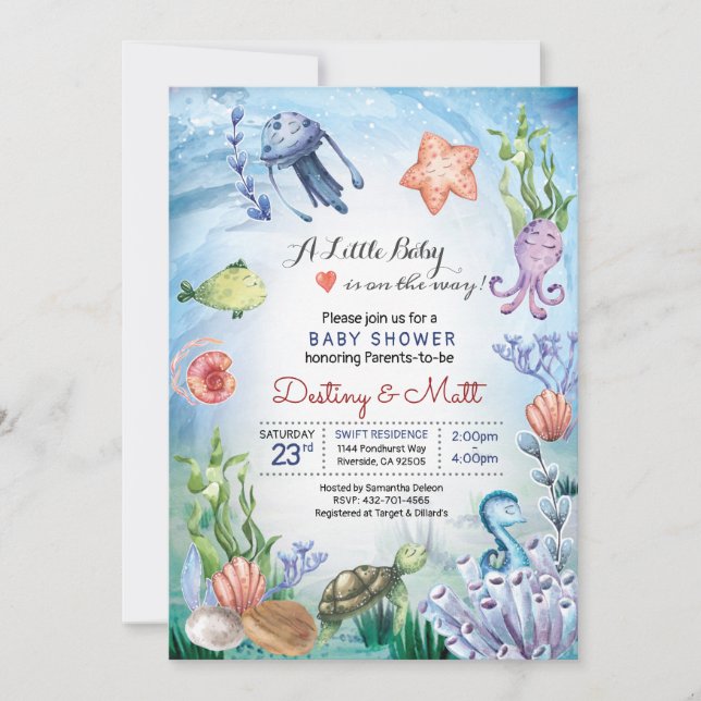 Ocean Marine Life cute Coral Sea Invitation (Front)