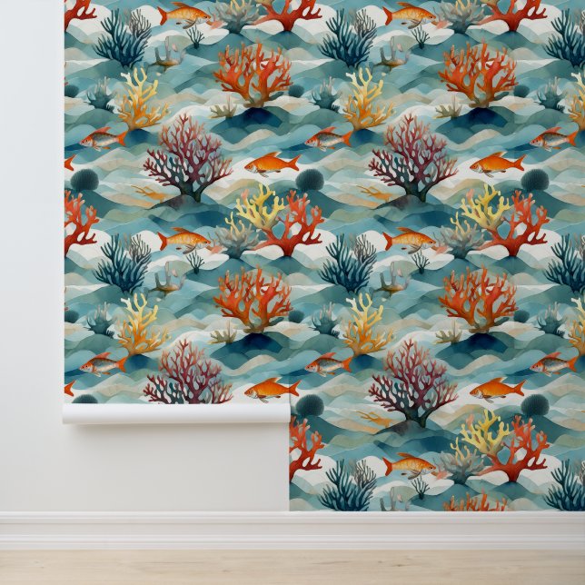 Ocean Marine Underwater Peel and Stick Wallpaper (Application)