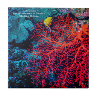 Ocean Memory / Coral reef scenery Ceramic Tile