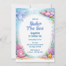 Ocean Mermaid Girls Under the Sea Second Birthday