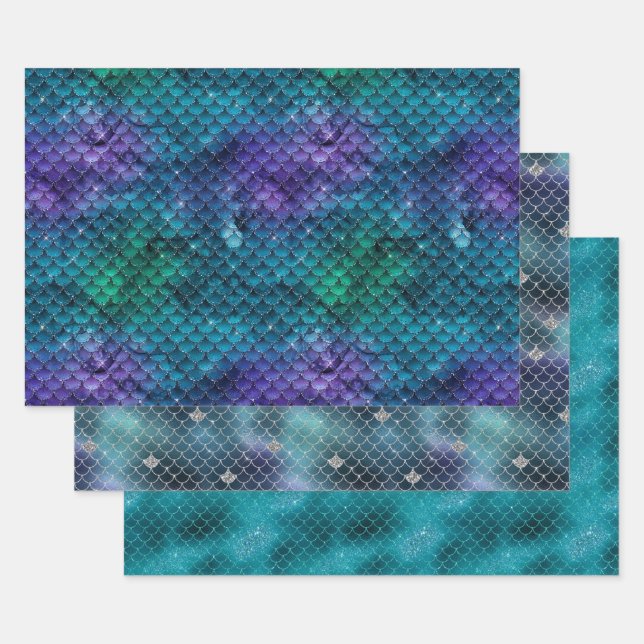 Ocean Mermaid Wrapping Paper Sheet (Set)