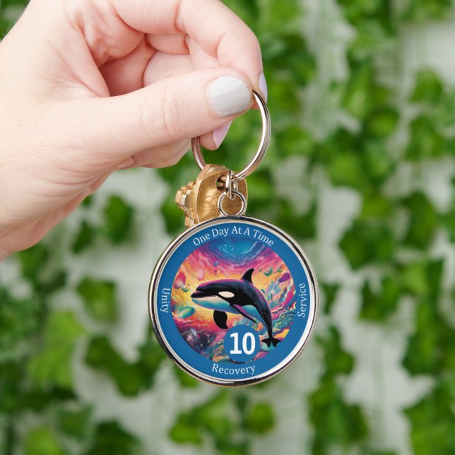 Ocean Milestone Gift - Custom Sobriety Gift Key Ring (Hand)
