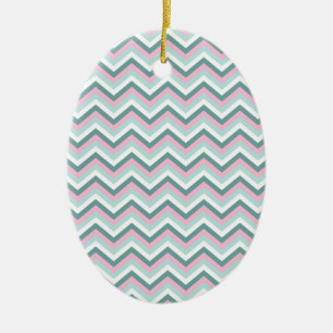 Ocean Mist Chevron Pattern Ceramic Tree Decoration