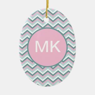 Ocean Mist Chevron Pattern Ceramic Tree Decoration