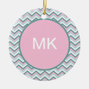 Ocean Mist Chevron Pattern Ceramic Tree Decoration