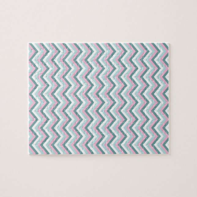 Ocean Mist Chevron Pattern Jigsaw Puzzle (Horizontal)