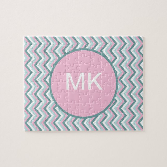 Ocean Mist Chevron Pattern Jigsaw Puzzle (Horizontal)