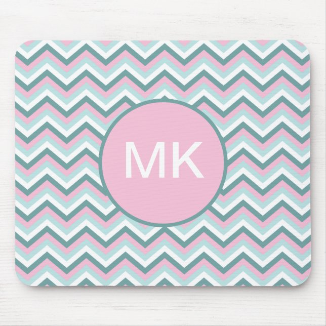 Ocean Mist Chevron Pattern Mouse Pad (Front)