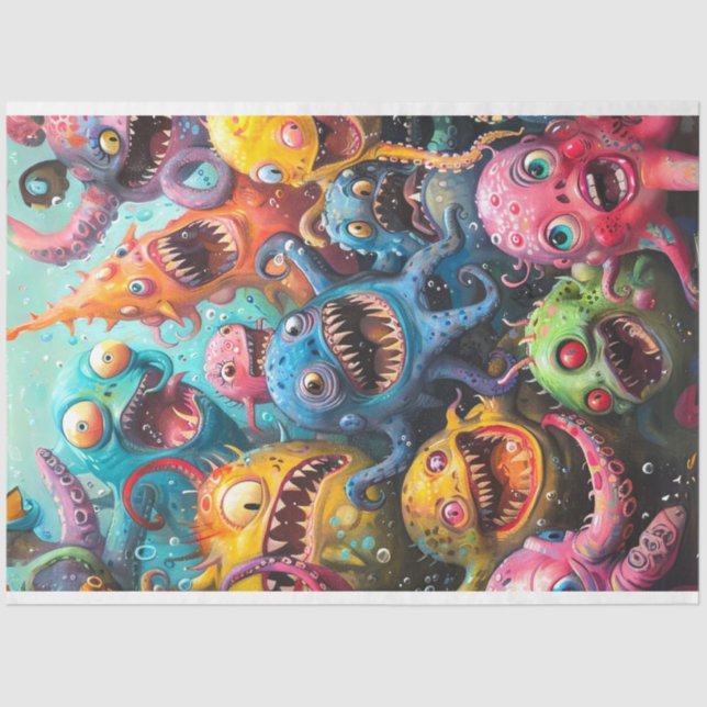 Ocean Monsters Colourful Decoupage Tissue Paper (Front)