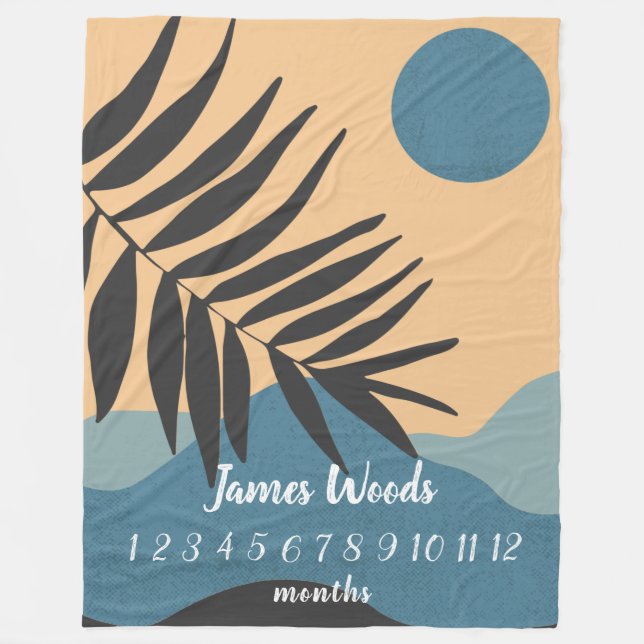 Ocean Monthly Milestone Baby Blanket (Front)