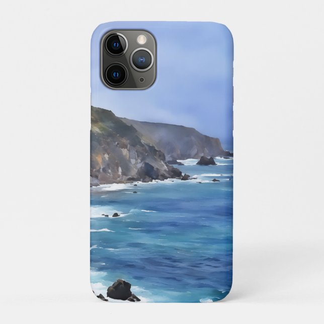 Ocean Mountain Big Sur Coast Art Phone Case (Back)
